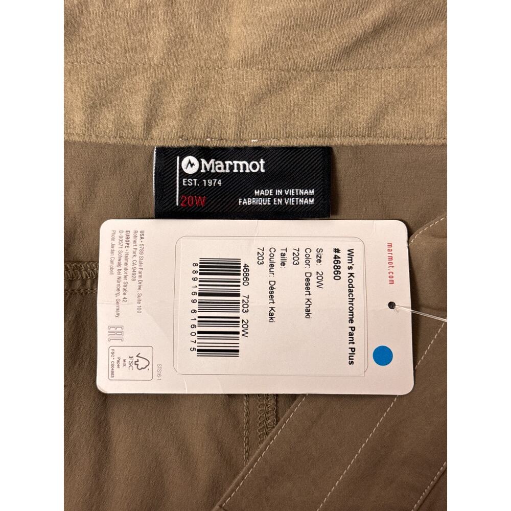 New Marmot Kodachrome Pants 20W Womens Desert Khaki UPF 50 Regular Fit Technical - Picture 7 of 9